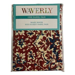 Waverly Window Curtain Panel Pair Make Waves Red Tabriz Rod Pocket‎ Drape 50sx84